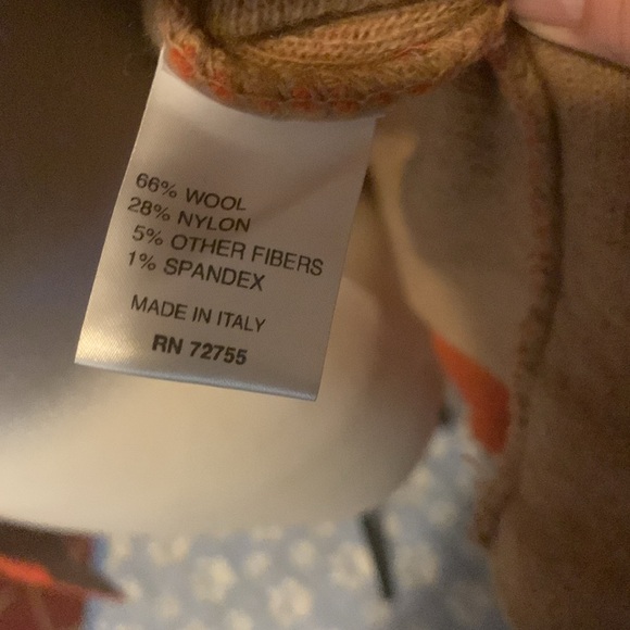 A. Ida for Anthropologie Italian Wool Blend Orange Tan Hooded Cardigan Sweater - Picture 6 of 7